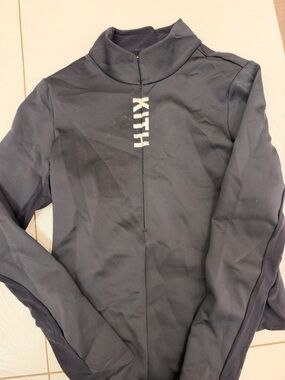Kith Women Black BodySuit with White KITH Back Logo- Zipper in front